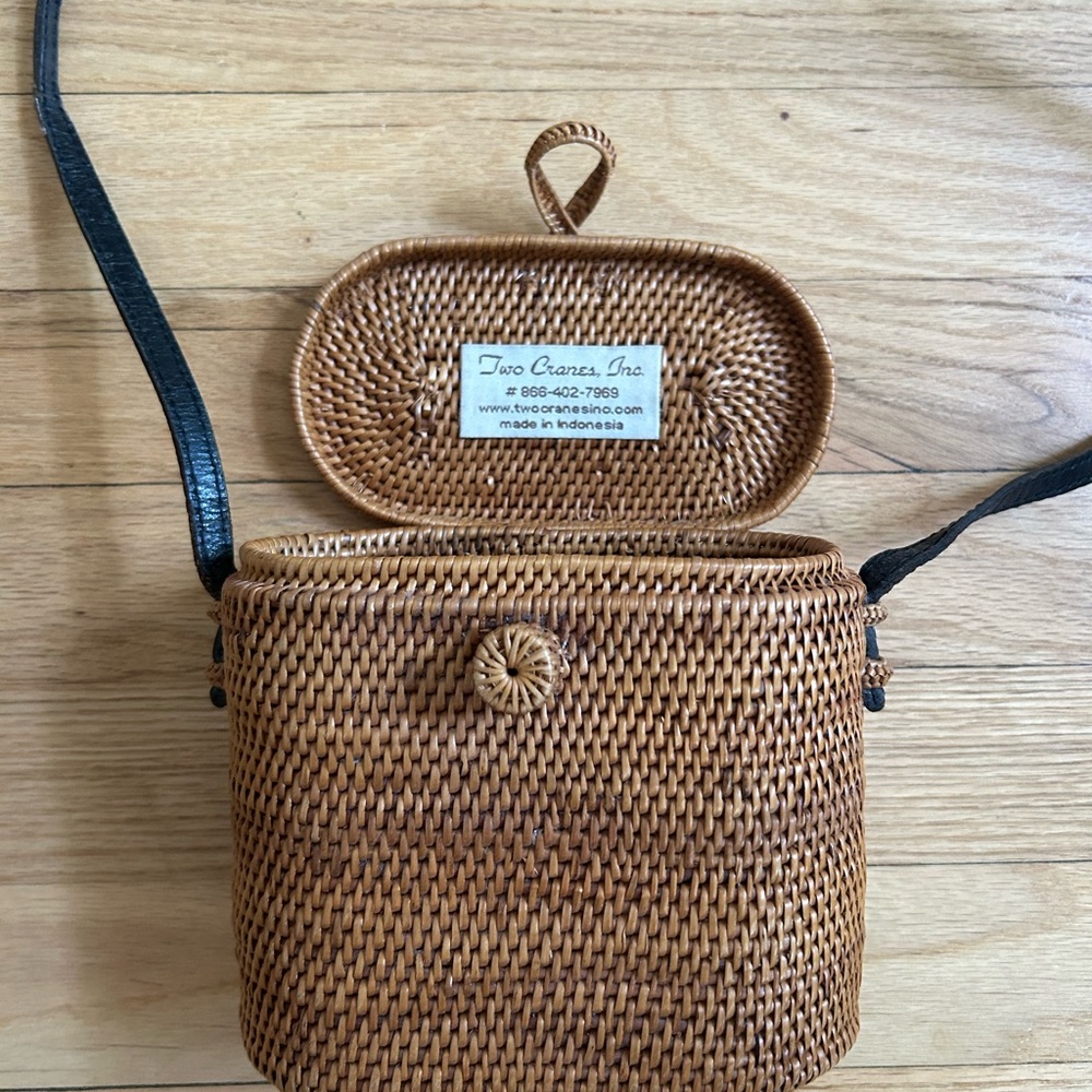 Woven Rattan Crossbody Bag - Brown - Picture 3 of 5
